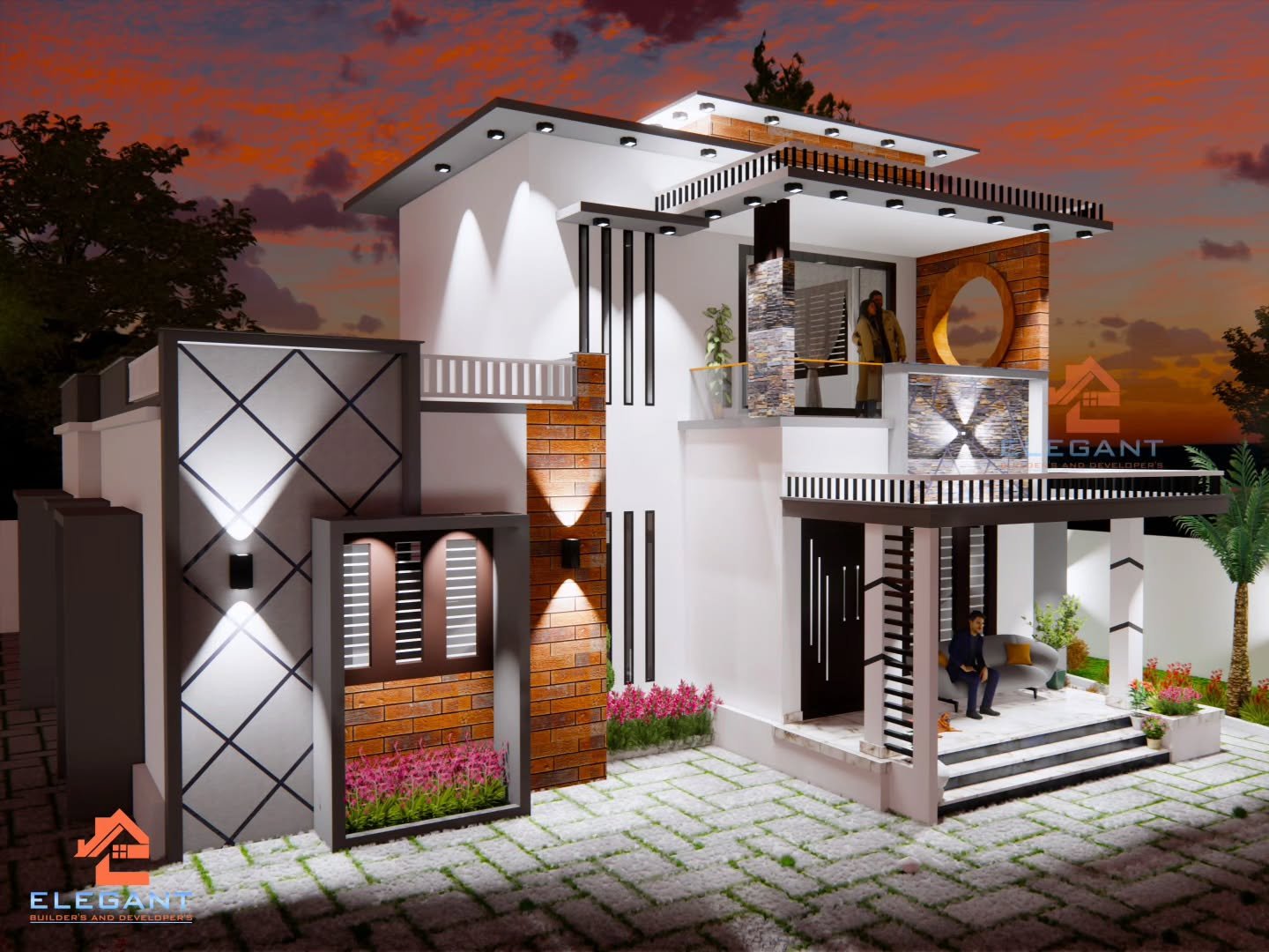 The Grand Horizon Villa Dusk Illumination